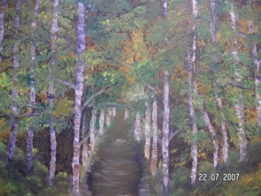Malerei mit dem Titel "Birkenwald" von Ingemalt, Original-Kunstwerk