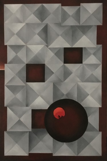 Painting titled "The Silent Grey: da…" by Inge Coolen, Original Artwork, Oil