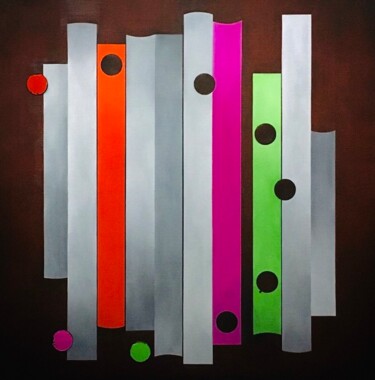 Schilderij getiteld "‘The Silent Grey: R…" door Inge Coolen, Origineel Kunstwerk, Olie Gemonteerd op Frame voor houten branc…