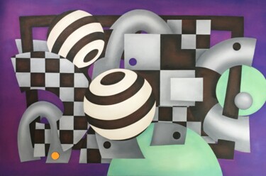 Картина под названием "The Grey Silent: Pu…" - Inge Coolen, Подлинное произведение искусства, Масло Установлен на Деревянная…