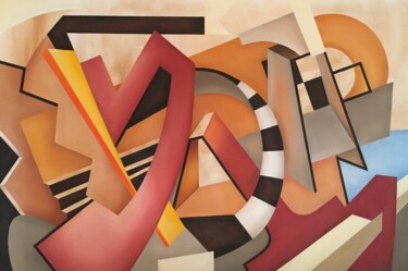 Schilderij getiteld "Sandscape:Air" door Inge Coolen, Origineel Kunstwerk, Olie
