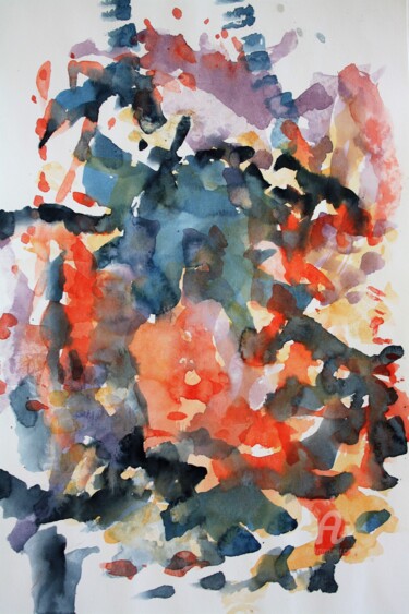 Картина под названием "Abstract1.jpg" - Ingela Wallgren Lindgren, Подлинное произведение искусства, Акварель