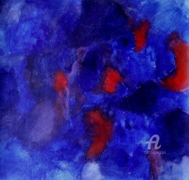 Peinture intitulée "Blue and red" par Ingela Wallgren Lindgren, Œuvre d'art originale, Huile
