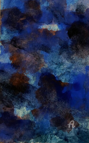 Peinture intitulée "”Stormy blue sea”" par Ingela Wallgren Lindgren, Œuvre d'art originale, Tempera