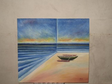Painting titled "beach at the corner" by Ingkosisican, Original Artwork