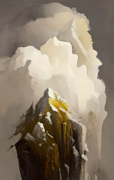 Arts numériques intitulée "Mountain Lights" par Ingo Caun, Œuvre d'art originale, Image générée par l'IA