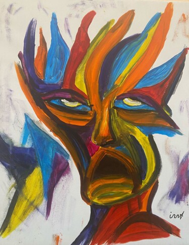 Painting titled "pain" by Ingo Müller, Original Artwork, Acrylic Mounted on Wood Stretcher frame