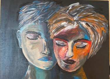 Painting titled "in love" by Ingo Müller, Original Artwork, Acrylic Mounted on Wood Panel