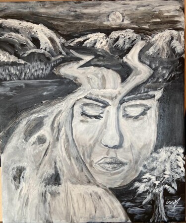 Painting titled "Mother nature" by Ingo Müller, Original Artwork, Acrylic Mounted on Wood Stretcher frame