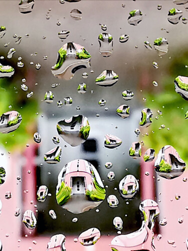 Fotografia zatytułowany „Pink house Raindrops” autorstwa Ingrid Blaurock, Oryginalna praca, Fotografia cyfrowa