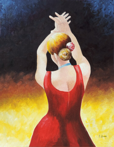 Painting titled "danseuse" by Ingrid Budai, Original Artwork, Oil Mounted on Wood Stretcher frame