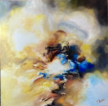 Painting titled "peinture abstraite" by Ingrid Budai, Original Artwork, Oil Mounted on Wood Stretcher frame