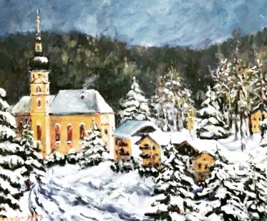 Картина под названием "Christmas Card 2021" - Ingrid Dohm, Подлинное произведение искусства, Акрил Установлен на Деревянная…