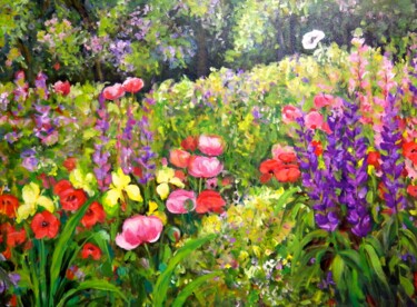 Painting titled "Monroe Garden" by Ingrid Dohm, Original Artwork, Oil