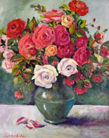 「Roses」というタイトルの絵画 Ingrid Dohmによって, オリジナルのアートワーク, オイル