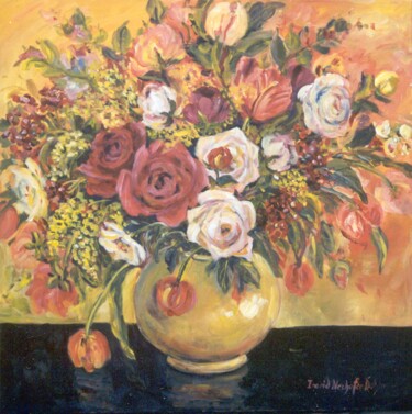 Malerei mit dem Titel "Floral Still Life" von Ingrid Dohm, Original-Kunstwerk