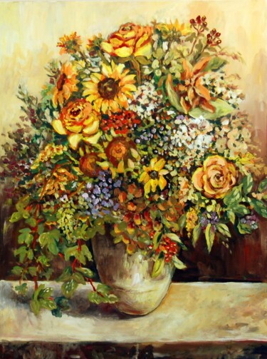 Pintura titulada "Autumn Arrangement" por Ingrid Dohm, Obra de arte original, Oleo