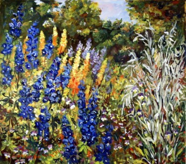 Painting titled "Summer Garden" by Ingrid Dohm, Original Artwork, Acrylic