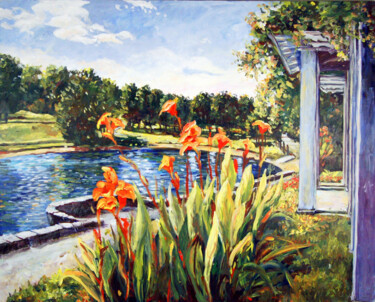 Peinture intitulée "Sinnissippi Lagoon" par Ingrid Dohm, Œuvre d'art originale, Huile