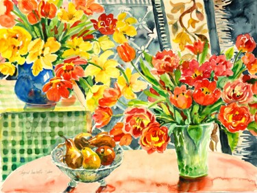 Картина под названием "Pears" - Ingrid Dohm, Подлинное произведение искусства, Масло
