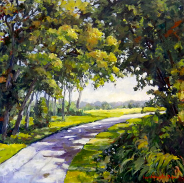 Peinture intitulée "Midway Village Path" par Ingrid Dohm, Œuvre d'art originale, Huile