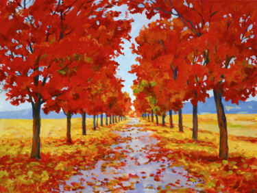 Painting titled "Tree Alley I" by Ingrid Dohm, Original Artwork, Acrylic