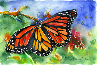 Painting titled "Monarch" by Ingrid Dohm, Original Artwork, Watercolor