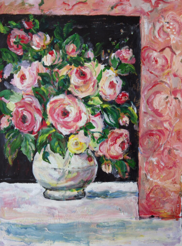 Peinture intitulée "Roses" par Ingrid Dohm, Œuvre d'art originale, Acrylique
