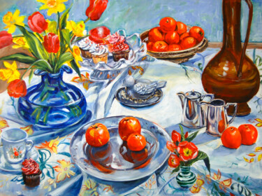 Schilderij getiteld "Table Setting" door Ingrid Dohm, Origineel Kunstwerk, Acryl