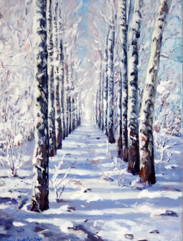 Painting titled "Winter Alley" by Ingrid Dohm, Original Artwork, Acrylic