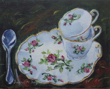 Ζωγραφική με τίτλο "Tea Service" από Ingrid Dohm, Αυθεντικά έργα τέχνης, Ακρυλικό