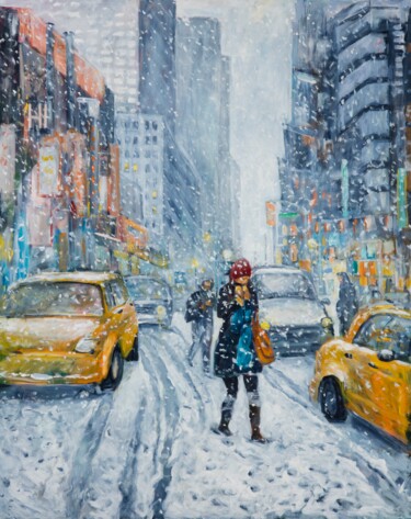 Painting titled "Urban Snowstorm" by Ingrid Dohm, Original Artwork, Acrylic