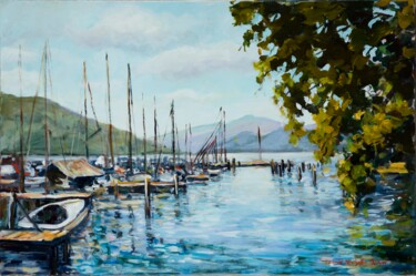 Painting titled "Attersee" by Ingrid Dohm, Original Artwork, Acrylic
