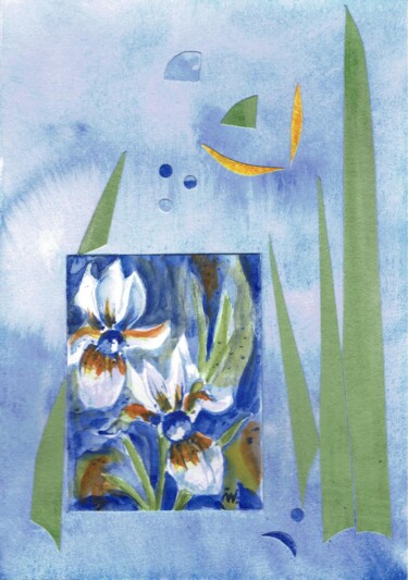 Peinture intitulée ""Zwei Iris schön"" par Ingrid Edith Wekel, Œuvre d'art originale, Aquarelle