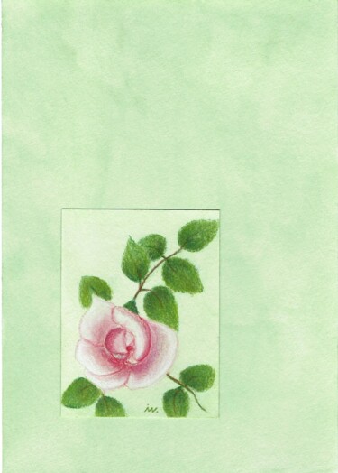 Schilderij getiteld "Eine Rose schön" door Ingrid Edith Wekel, Origineel Kunstwerk, Pastel