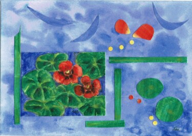 Pittura intitolato "Zwei Blüten nobel" da Ingrid Edith Wekel, Opera d'arte originale, Acquarello