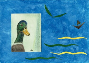 Painting titled "Eine Ente schön erh…" by Ingrid Edith Wekel, Original Artwork, Pastel