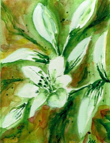 Malerei mit dem Titel ""Eine Lilie schön g…" von Ingrid Edith Wekel, Original-Kunstwerk, Aquarell