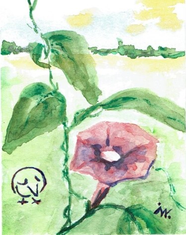 Malerei mit dem Titel "Mein kleiner Spaßvo…" von Ingrid Edith Wekel, Original-Kunstwerk, Aquarell
