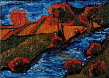 Malerei mit dem Titel "Goldener Herbst" von Ingrid Edith Wekel, Original-Kunstwerk, Acryl
