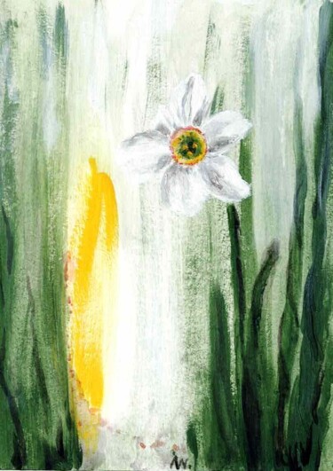 Painting titled "Narcissus poeticus-…" by Ingrid Edith Wekel, Original Artwork, Acrylic
