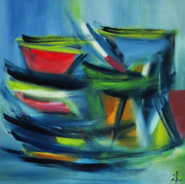 Malerei mit dem Titel "Frühstück bei Cesar…" von Ingrid Knaus, Original-Kunstwerk, Öl