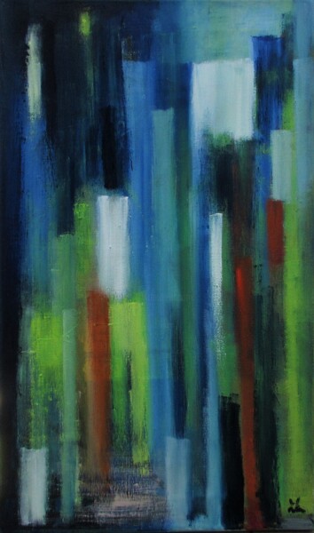 Malerei mit dem Titel "Abendausgang zur Pi…" von Ingrid Knaus, Original-Kunstwerk, Öl Auf Keilrahmen aus Holz montiert