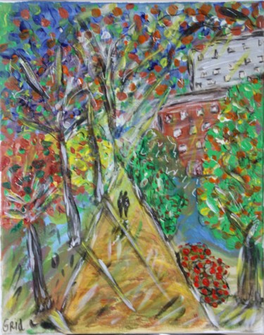 Peinture intitulée "Promenade boisée" par Ingrid Sart, Œuvre d'art originale, Acrylique