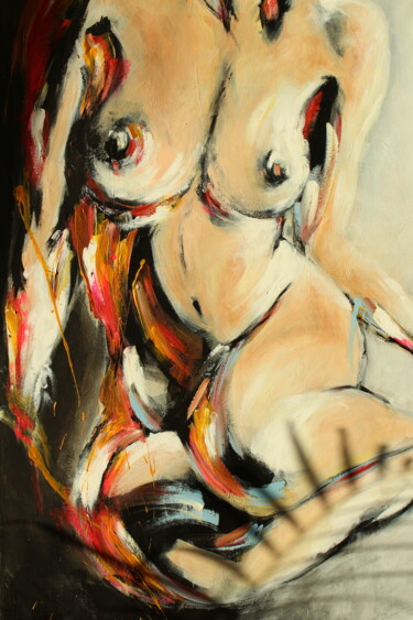 Картина под названием "Woman figure painti…" - Ingrida Blinkeviciute, Подлинное произведение искусства, Акрил