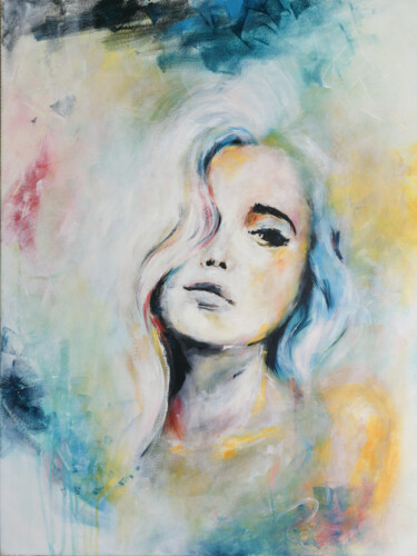 Painting titled "Dreamer" by Ingrida Blinkeviciute, Original Artwork, Acrylic Mounted on Wood Stretcher frame