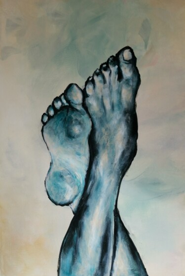 Painting titled "Feets in heavan" by Ingrida Blinkeviciute, Original Artwork, Acrylic Mounted on Wood Panel