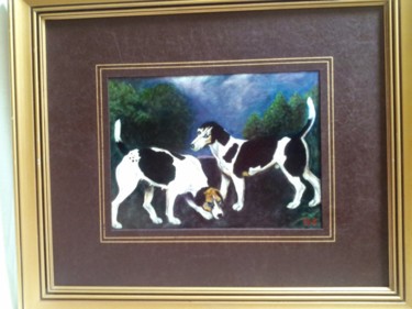 Painting titled "pair of hunting dog…" by Ingrid Carlson, Original Artwork, Acrylic
