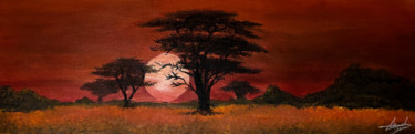 Painting titled "Atardecer en Africa" by Ingrid Dinu, Original Artwork, Acrylic