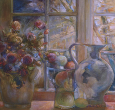 Peinture intitulée "Á ma fenêtre." par Ingrid Johann, Œuvre d'art originale, Huile